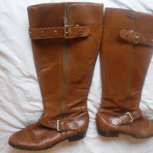 Michael Kors Womens Brown leather Mid Calf Boots Size 11 1/2 M Pre Owned